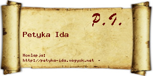 Petyka Ida névjegykártya